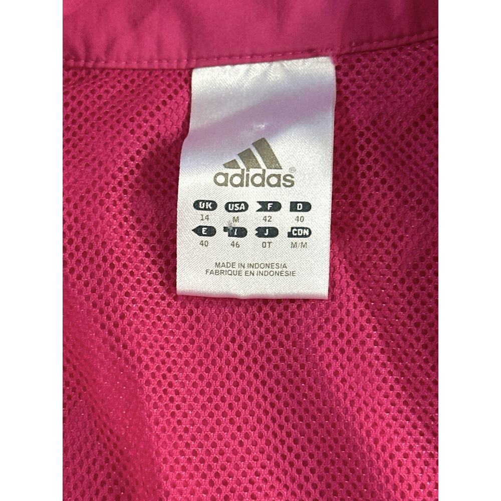 Adidas Women’s Pink Windbreaker Jacket Size M Mesh Lined Zip Front Retro - Picture 7 of 11